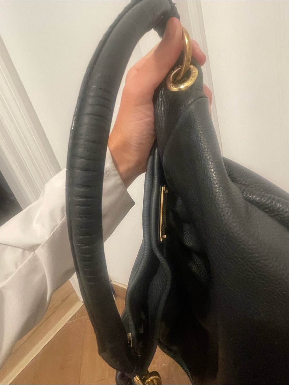 Marc by Marc Jacobs Black Pebbled Leather Hobo with Gold Hardware - Picture 14 of 16